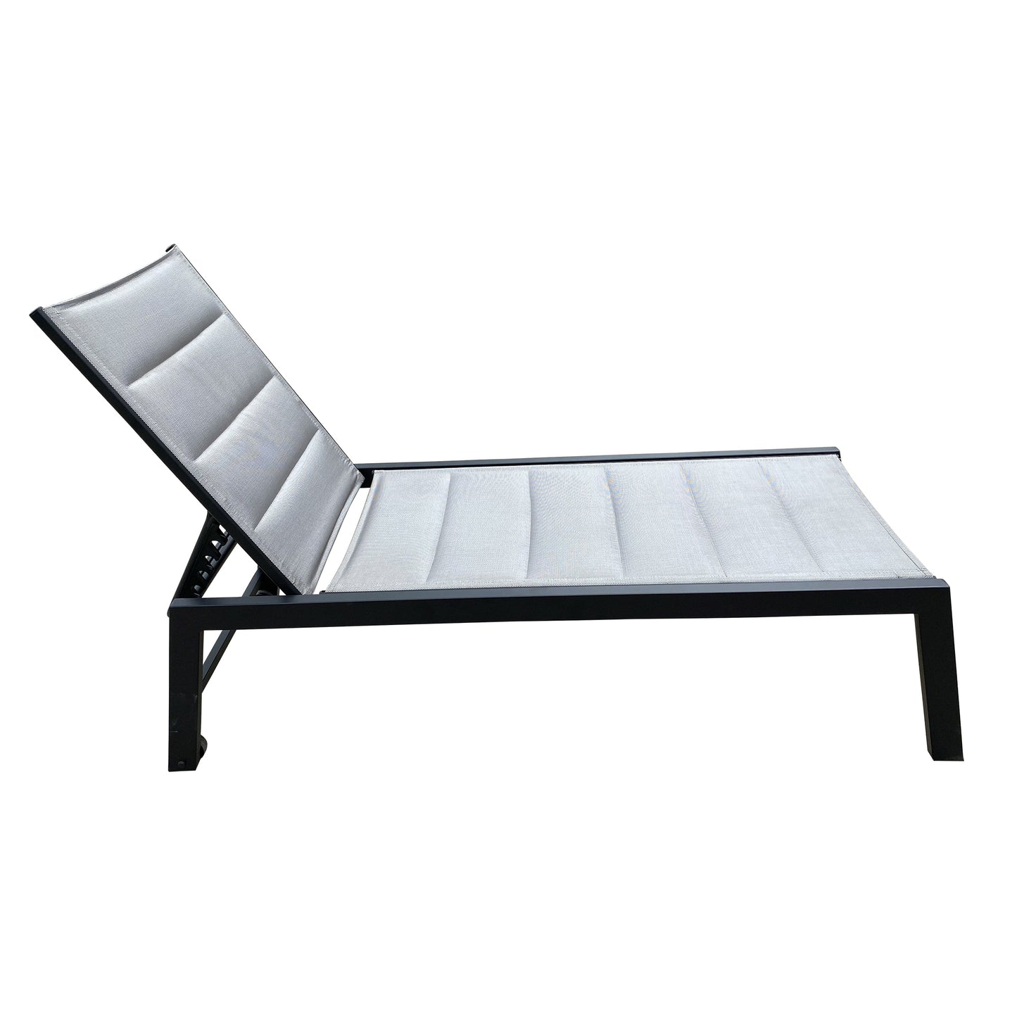 Deluxe Outdoor Chaise Lounge Chair, Five-Position Adjustable Aluminum Recliner, All Weather For Patio, Beach, Yard, Pool (Gray Fabric)