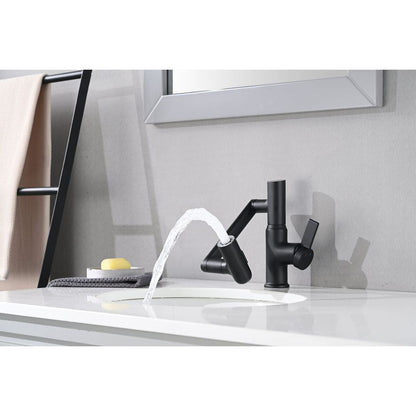 Bathroom Sink Faucet with Spray Function and Temperature Display for Anti-Skid Switch and Hot & Cold and 360 degree Rotary