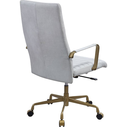 Duralo Office Chair in Vintage White Top Grain Leather