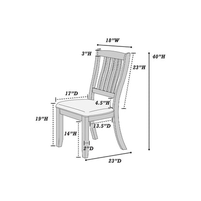 White Classic 2pcs Dining Chairs Set Rubberwood Beige Fabric Cushion Seats Slats Backs Dining Room Furniture Side Chair