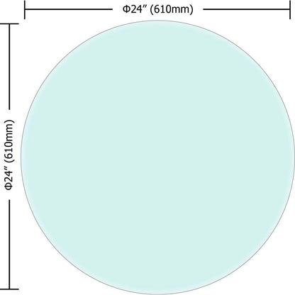 24" Inch Round Tempered Glass Table Top Clear Glass 3/8" Fan