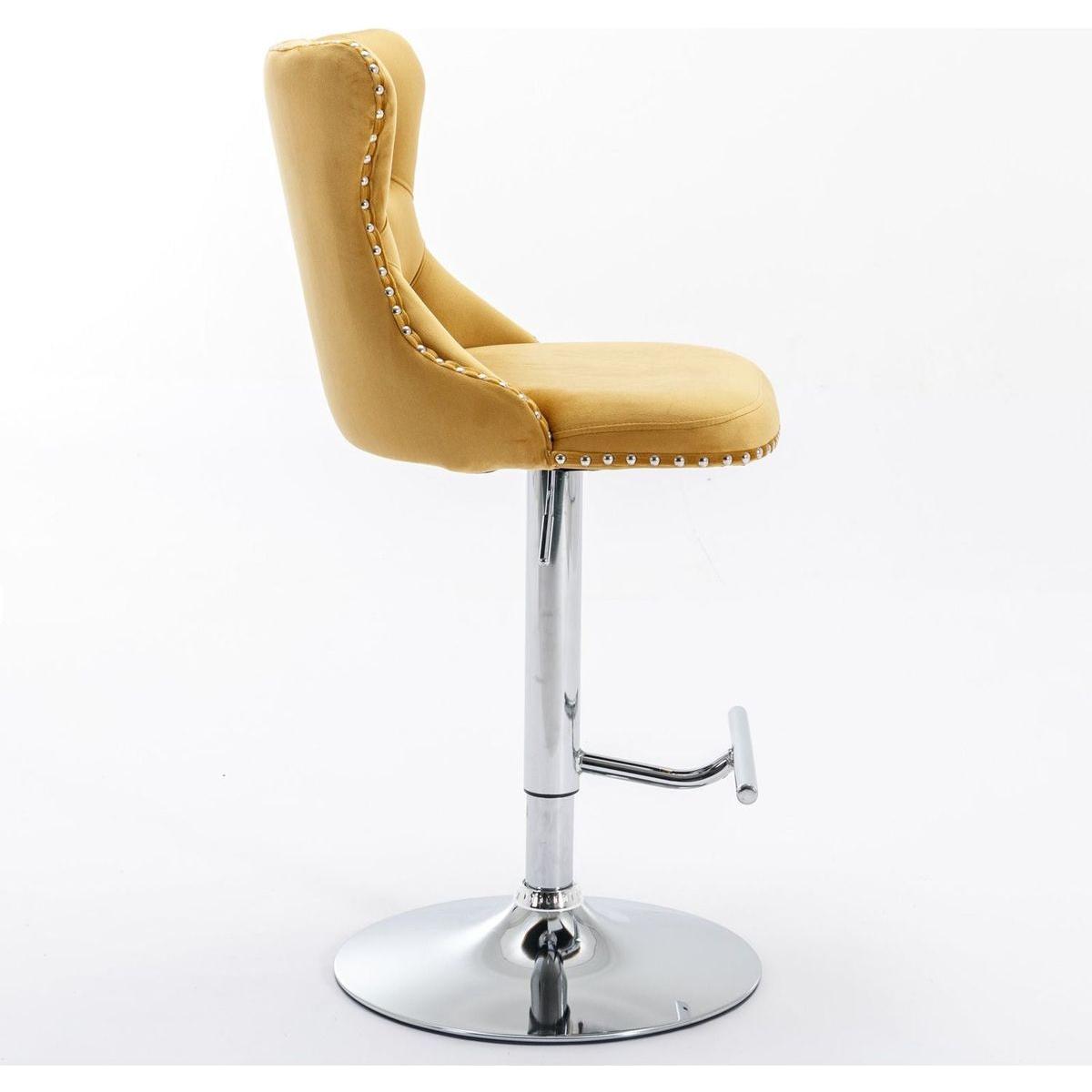 Swivel Velvet Barstools Adjustable Seat Height from 25-33 Inch - Streamdale Furniture