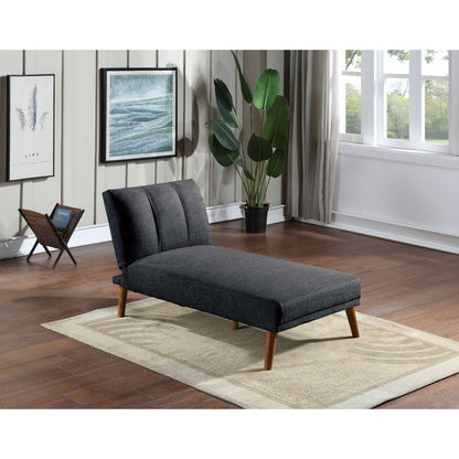 Black Polyfiber Adjustable Chaise Bed Living Room Solid wood Legs Plush Couch