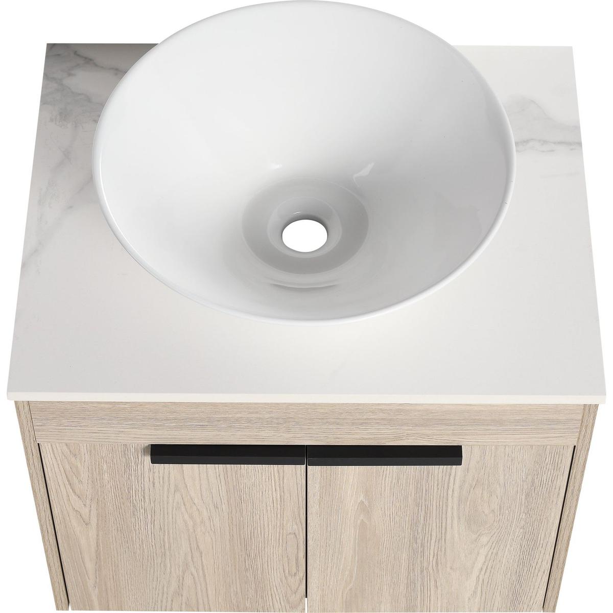 24" Modern Design Float Bathroom Vanity With Ceramic Basin Set, Wall Mounted White Oak Vanity With Soft Close Door, KD-PackingD-Packing Pieces