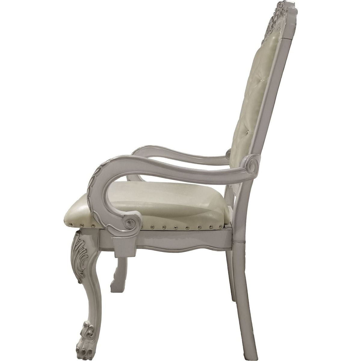 Dresden Arm Chair (Set-2) in PU & Bone White Finish