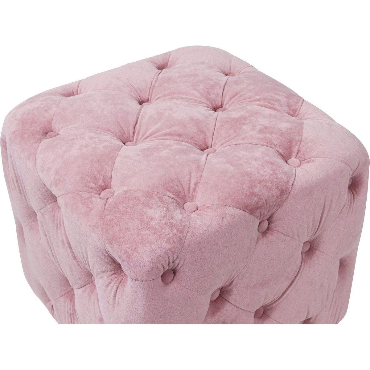 Pink Modern Velvet Upholstered Ottoman, Exquisite Small End Table, Soft Foot Stool, Dressing Makeup Chair, Comfortable Seat for Living Room, Bedroom, Entrance