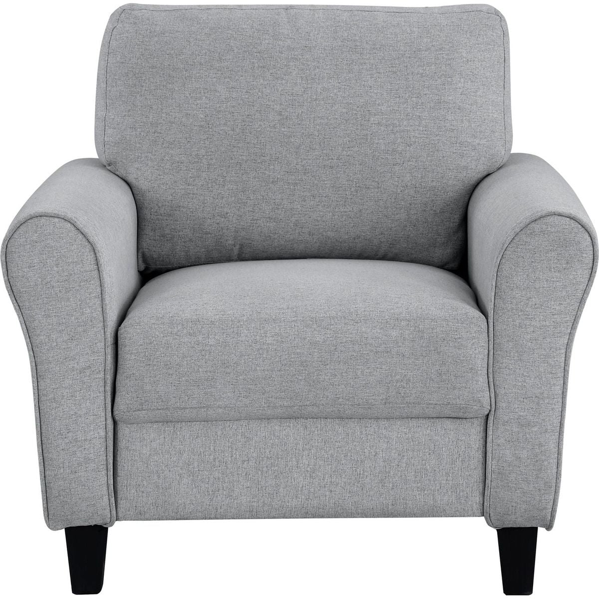 Modern 1pc Chair Dark Gray Textured Fabric Upholstered Rounded Arms Attached Cushion Transitional Living Room Furniture