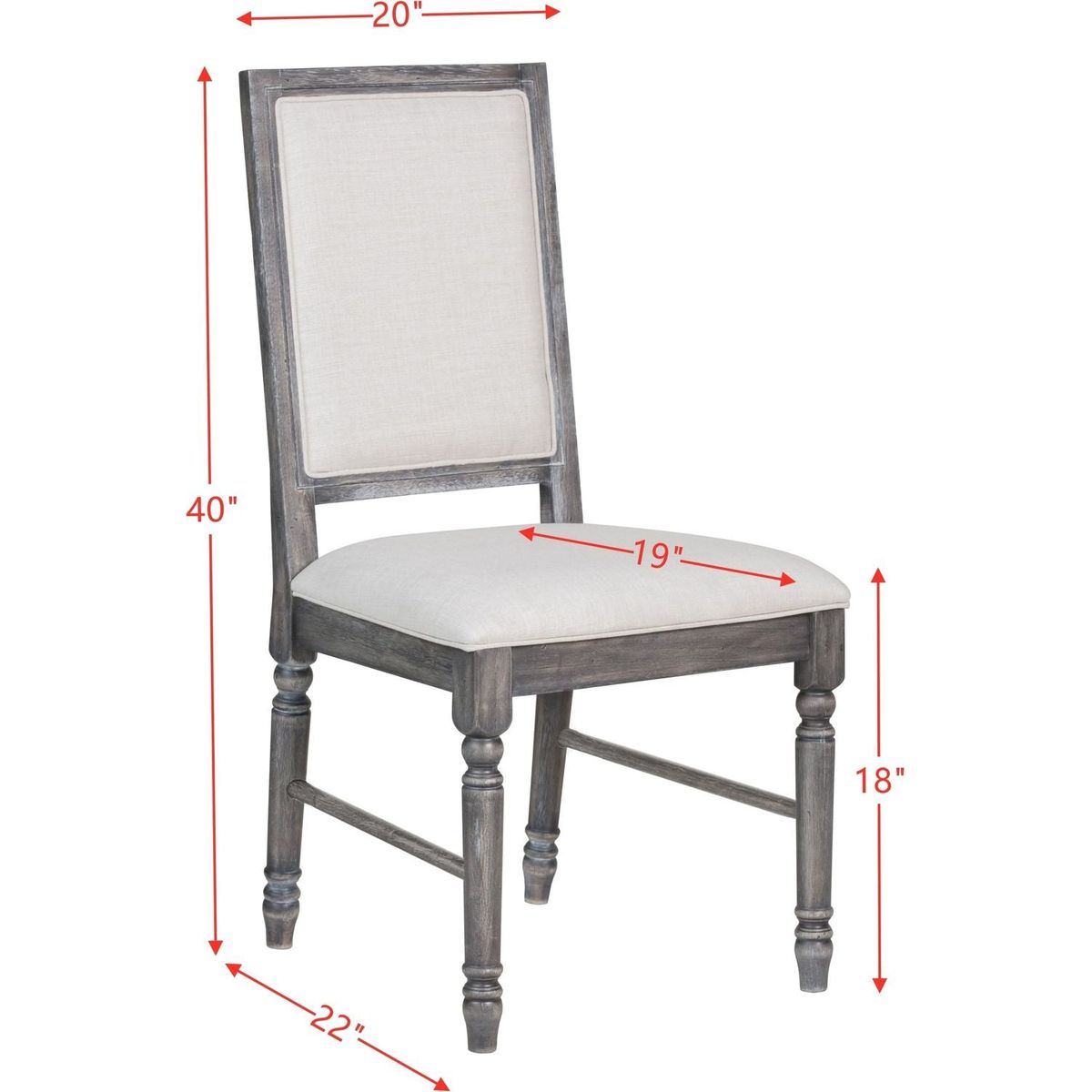 Leventis Side Chair (Set-2) in Cream Linen & Weathered Gray