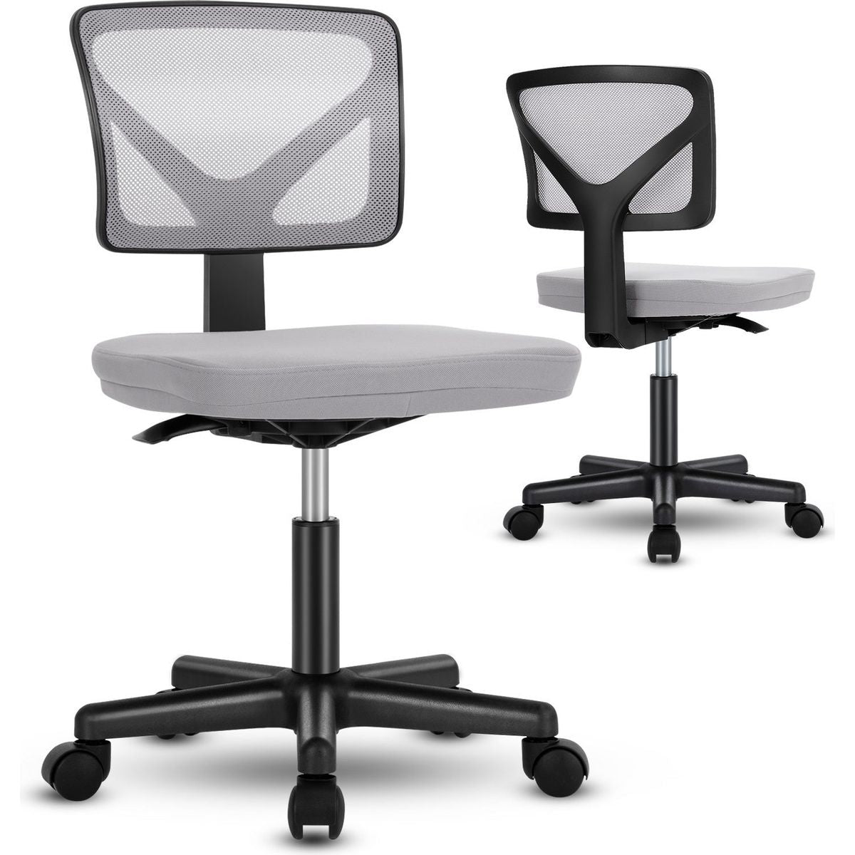 Armless Desk Chair Small Home Office Chair with Lumbar Support