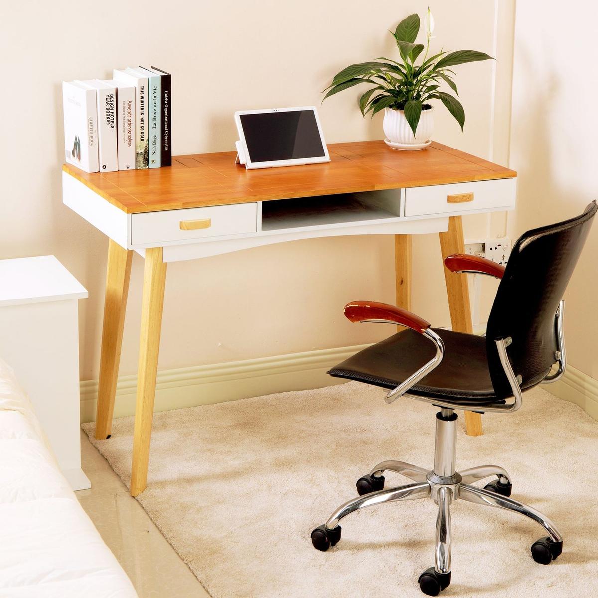 Wooden Vanity table Makeup Dressing Desk Writing Desk Computer Table with Solid Wood Top Panel