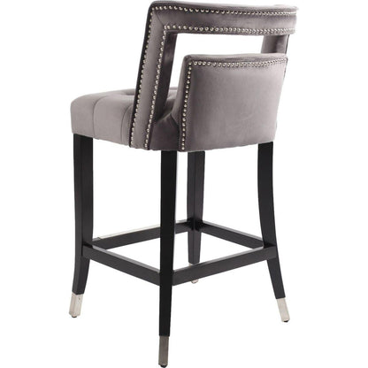 Suede Velvet Barstool with nailheads Dining Room Chair 2 pcs Set - 26 inch Seater height