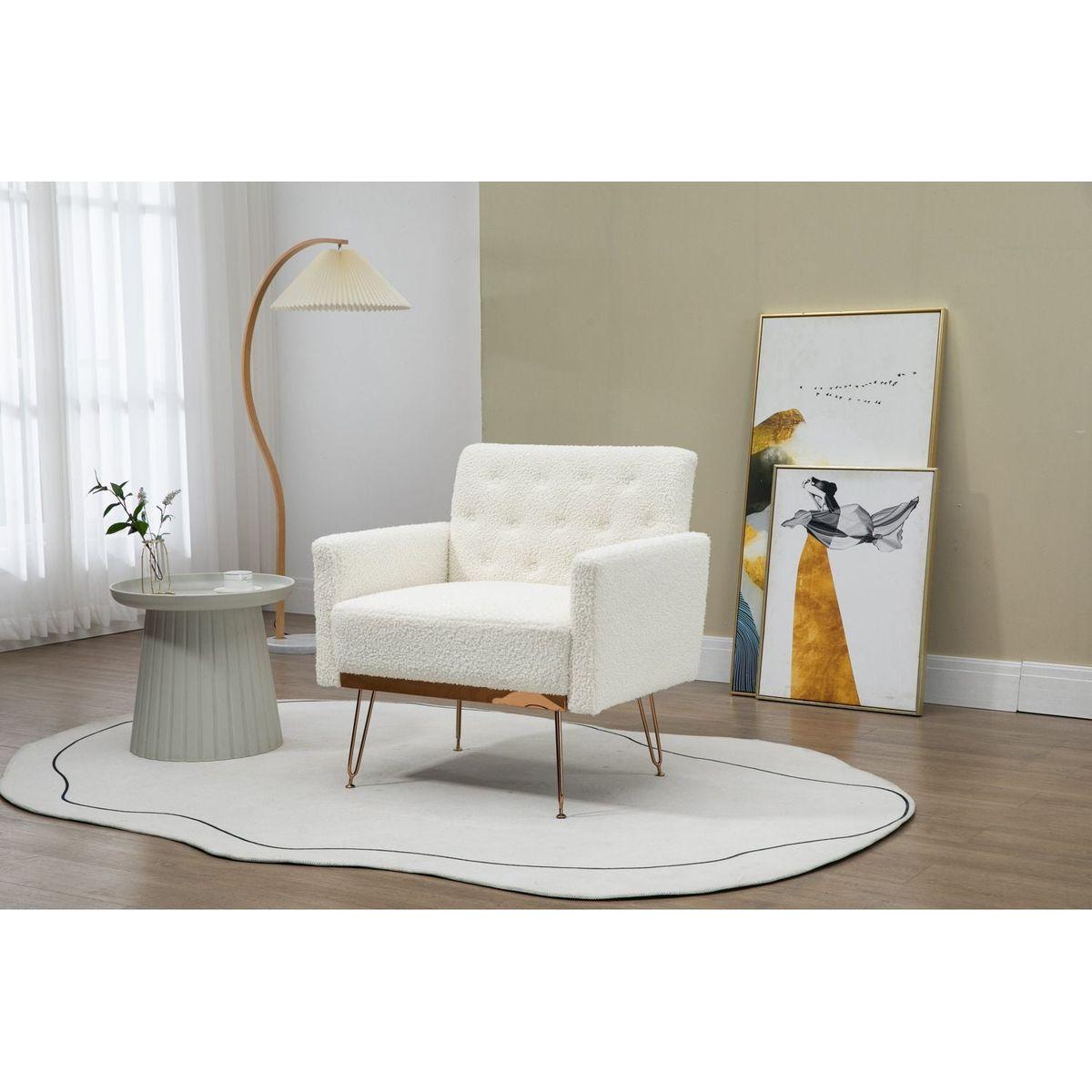 Accent Chair, leisure single sofa with Rose Golden feet