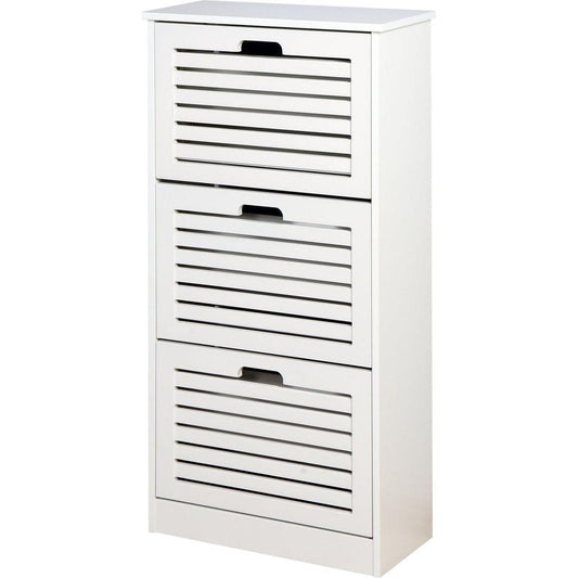 Wooden Shoe Cabinet for Entryway, White Shoe Storage Cabinet with 3 Flip Doors 20.94x9.45x43.11 inch