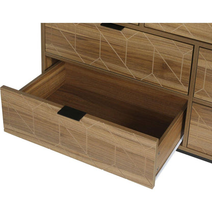 Modern 7 Drawer Dresser Wood Cabinet (Walnut)