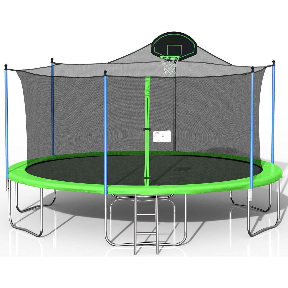 16FT TRAMPOLINE (GREEN) WITH BACKBOARD