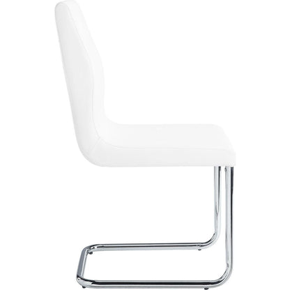 Palton Side Chair (Set-2), White PU & Chrome Finish