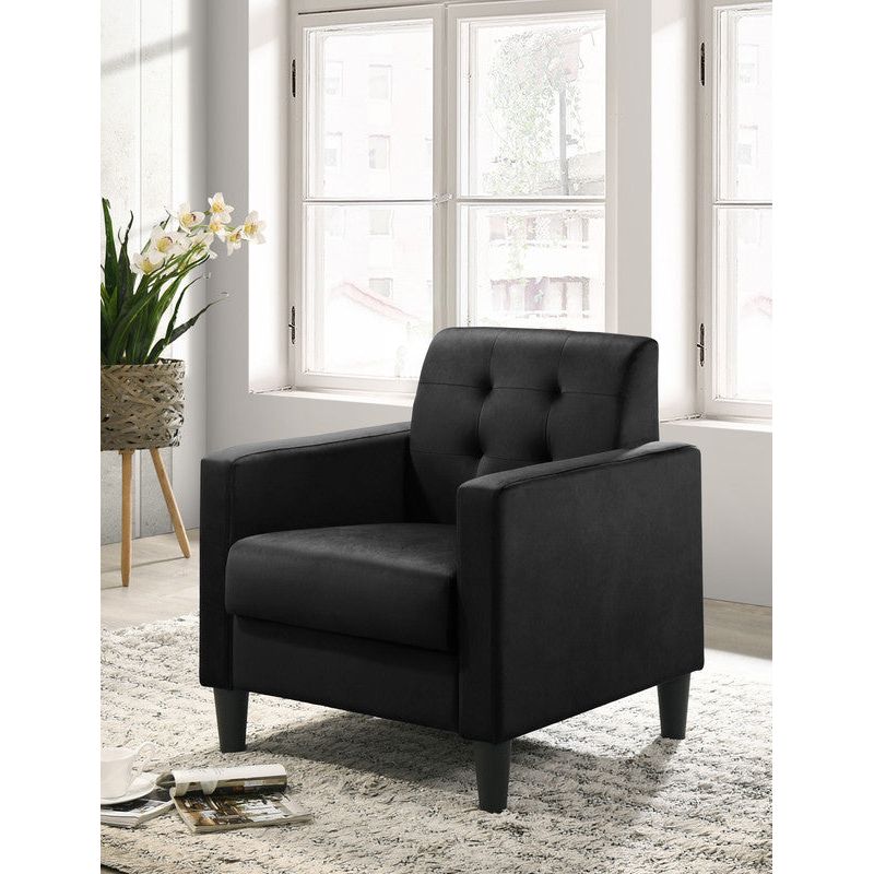 Hale Black Velvet Armchairs and End Table Living Room Set