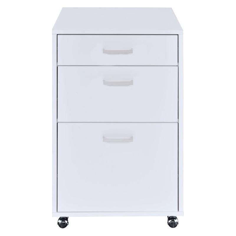 Coleen File Cabinet in White High Gloss & Chrome