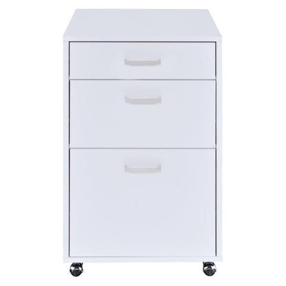 Coleen File Cabinet in White High Gloss & Chrome