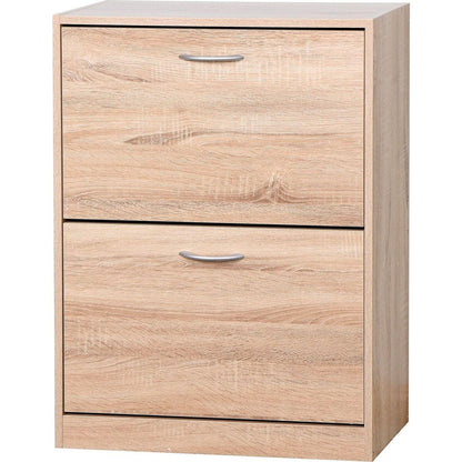 Wooden Shoe Cabinet for Entryway, White Shoe Storage Cabinet with 2 Flip Doors 20.94x9.45x43.11 inch