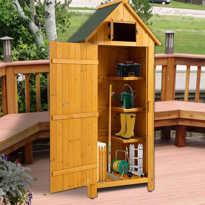 30.3" L X 21.3" W X 70.5" H Outdoor Storage Cabinet Tool Shed Wooden Garden Shed Natural