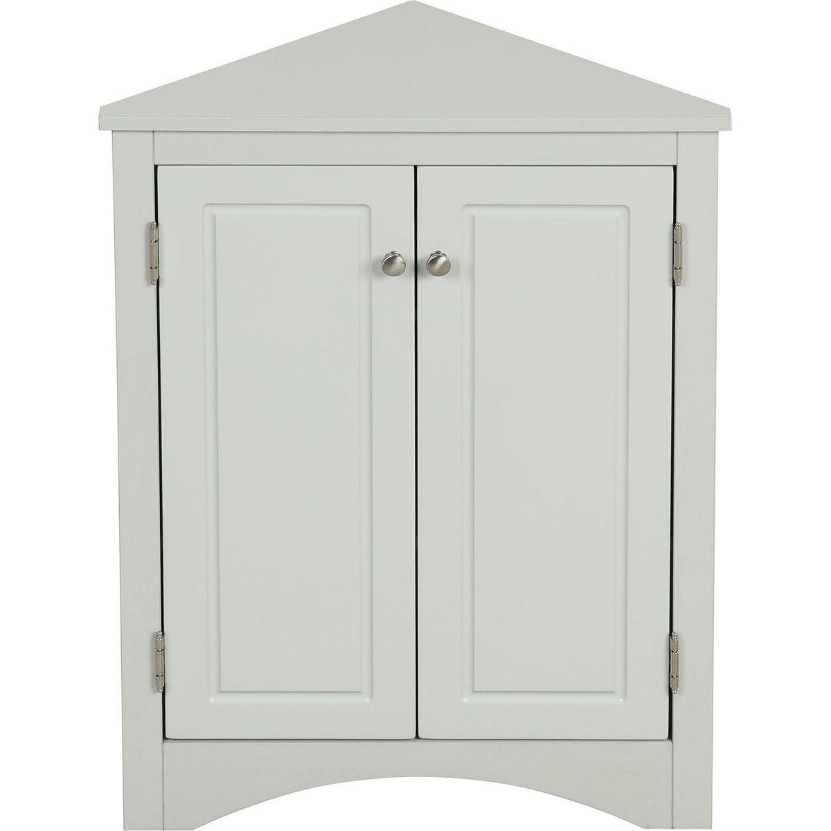 Grey Triangle Bathroom Storage Cabinet with Adjustable Shelves, Freestanding Floor Cabinet for Home Kitchen