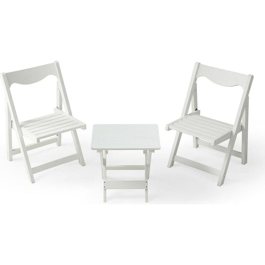 HIPS Foldable Small Table and Chair Set with 2 Chairs and Rectangular Table White