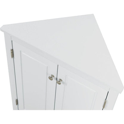 White Triangle Bathroom Storage Cabinet with Adjustable Shelves, Freestanding Floor Cabinet for Home Kitchen