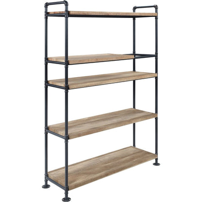 Brantley Bookshelf w/5 Shelves in Oak & Sandy Black Finish AC00758