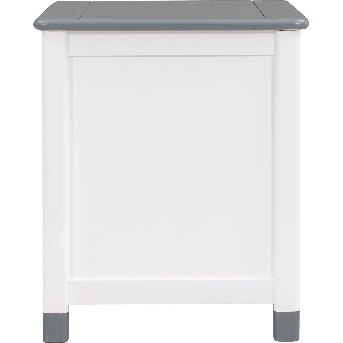 Wooden Nightstand with Two Drawers for Kids, End Table for Bedroom, White+Gray