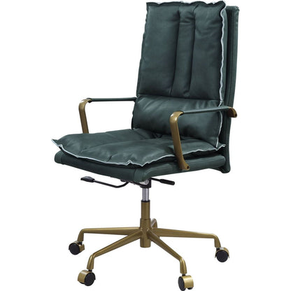 Tinzud Office Chair in Dark Green Top Grain Leather