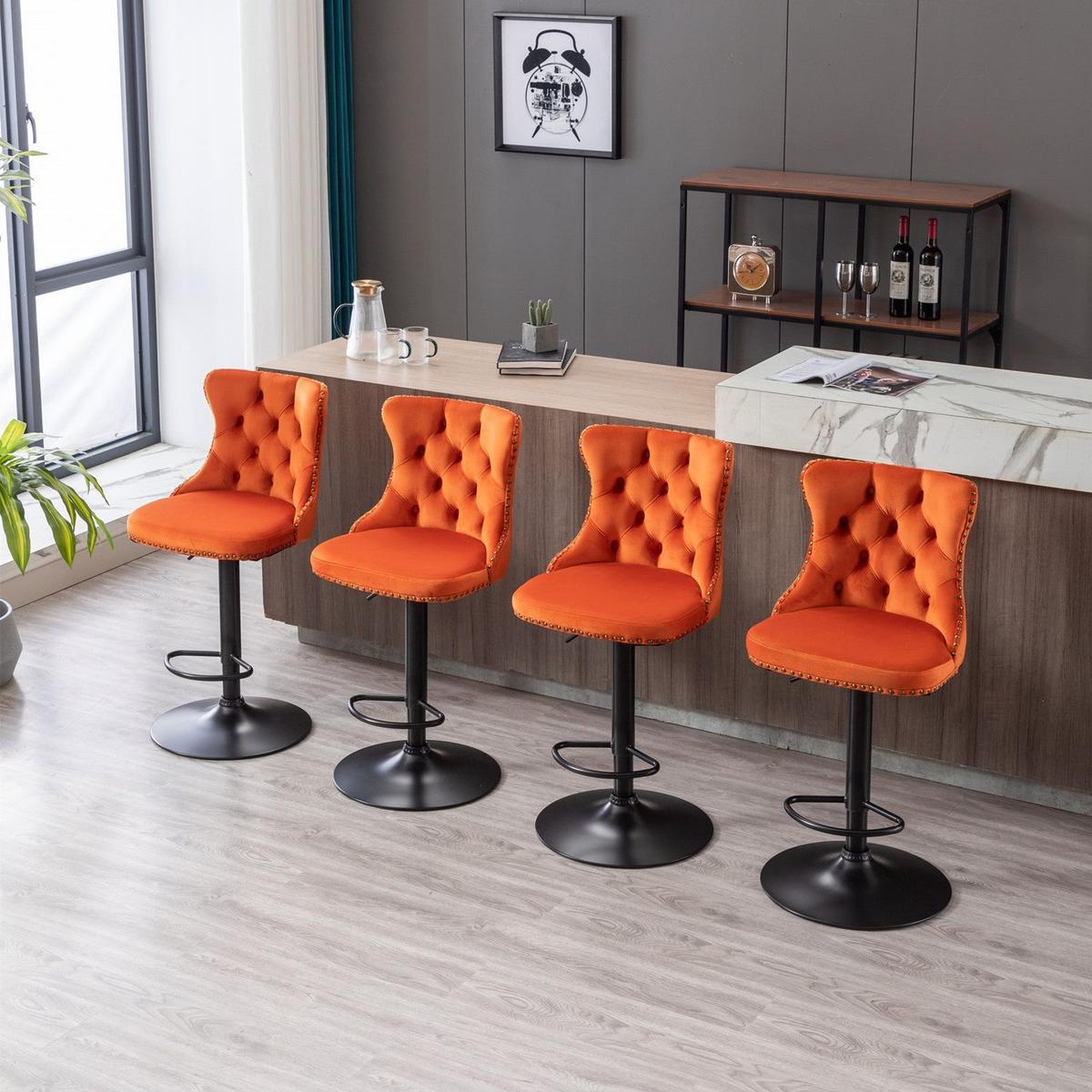 Swivel Velvet Barstools Adjusatble Seat Height from 25-33 Inch, Modern Upholstered Bar Stools with Backs Comfortable Tufted for Home Pub and Kitchen Islandrange, Set of 2)