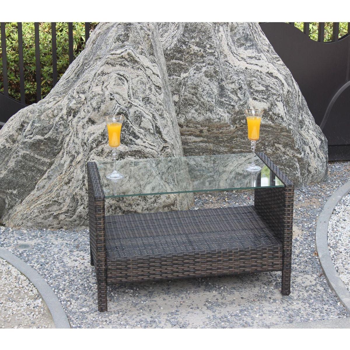 Outdoor patio Furniture Coffee Table with clear tempered glass