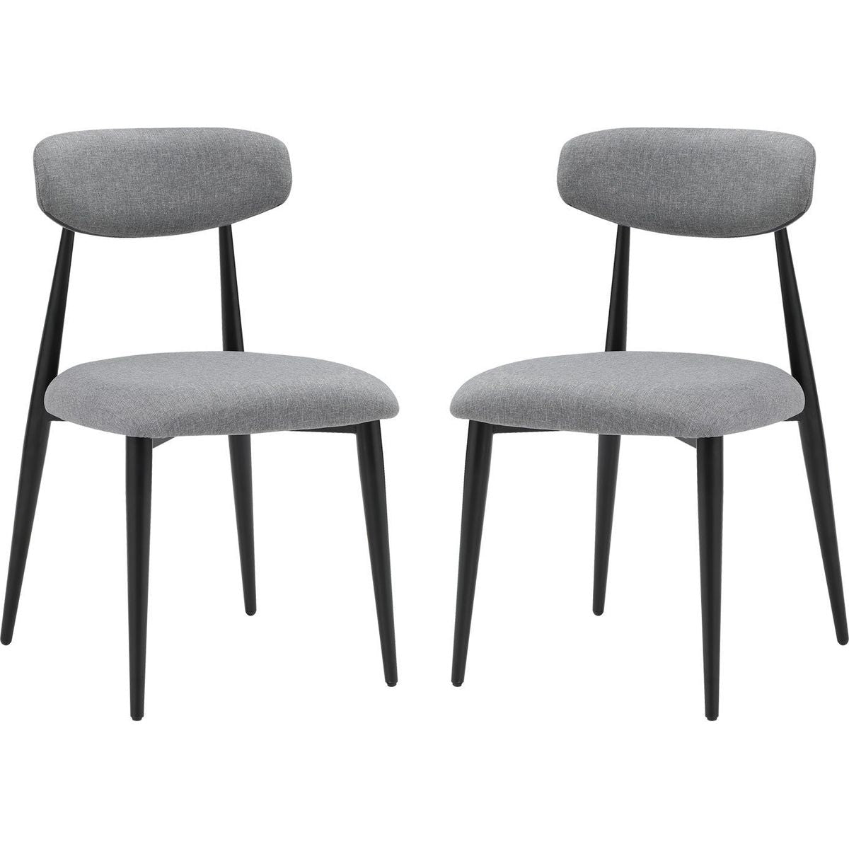 Modern Dining Chairs Set of 2, Curved Backrest Round Upholstered and Metal Frame, Grey