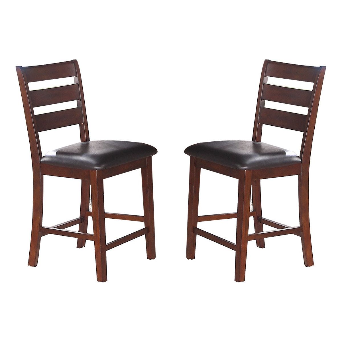 Sara Ladder Back Dining Height Chairs in Brown, Set of 2