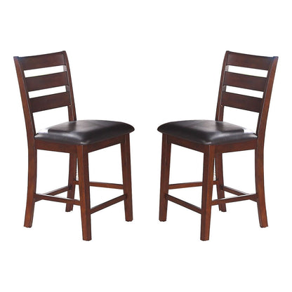 Sara Ladder Back Dining Height Chairs in Brown, Set of 2