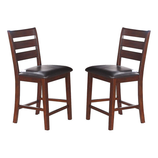 Sara Ladder Back Dining Height Chairs in Brown, Set of 2