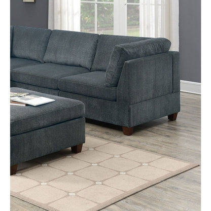 Living Room Furniture Grey Chenille Modular Sectional 6pc Set Corner Sectional Modern Couch 3x Corner Wedge 2x Armless Chairs and 1x Ottoman Plywood