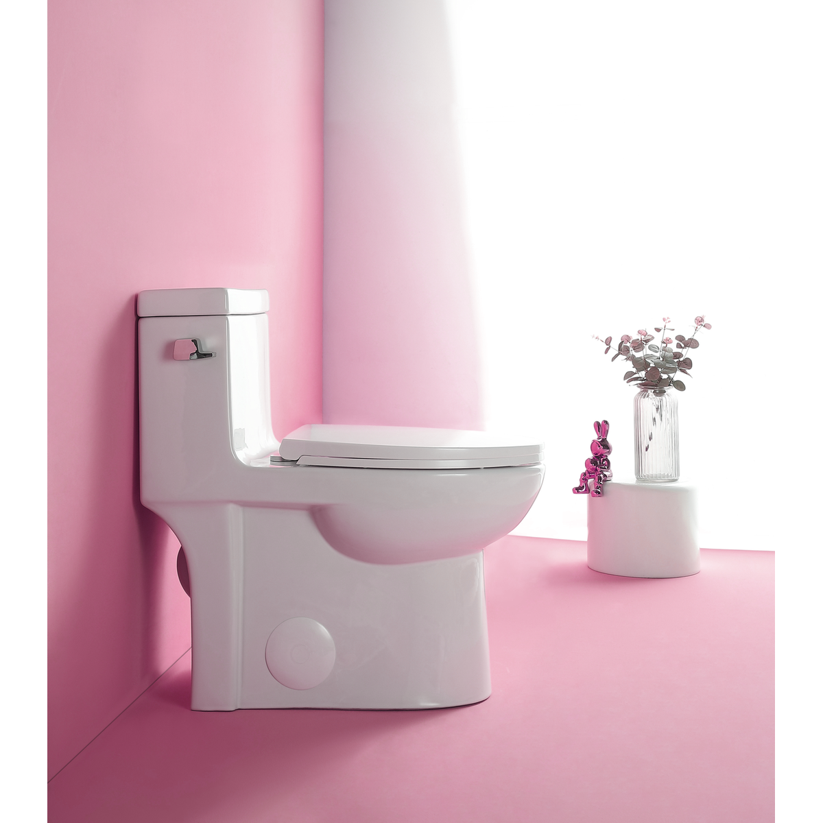 15 1/8 Inch 1.28 GPF 1-Piece Elongated Toilet with Soft-Close Seat - Gloss White 23T03-GW