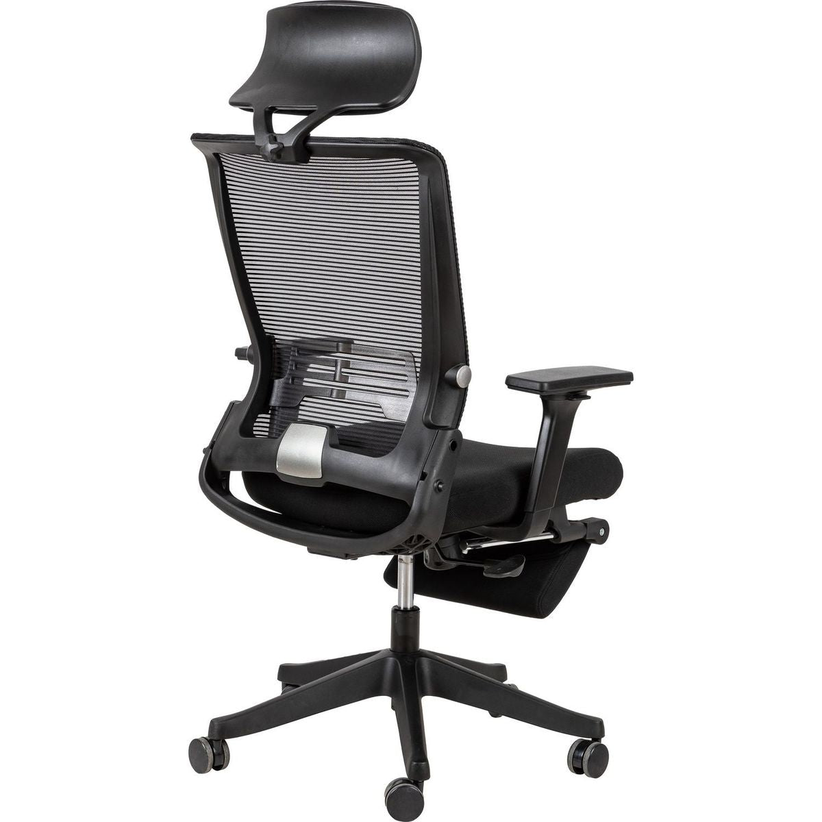 High Back Office Chair with 2d armrest and foot rest, tilt function max 128,Black