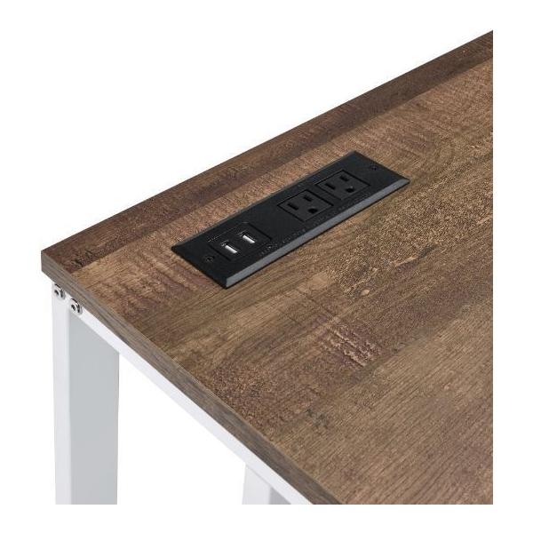 Tyrese Built-in USB Port Writing Desk, Walnut & White Finish