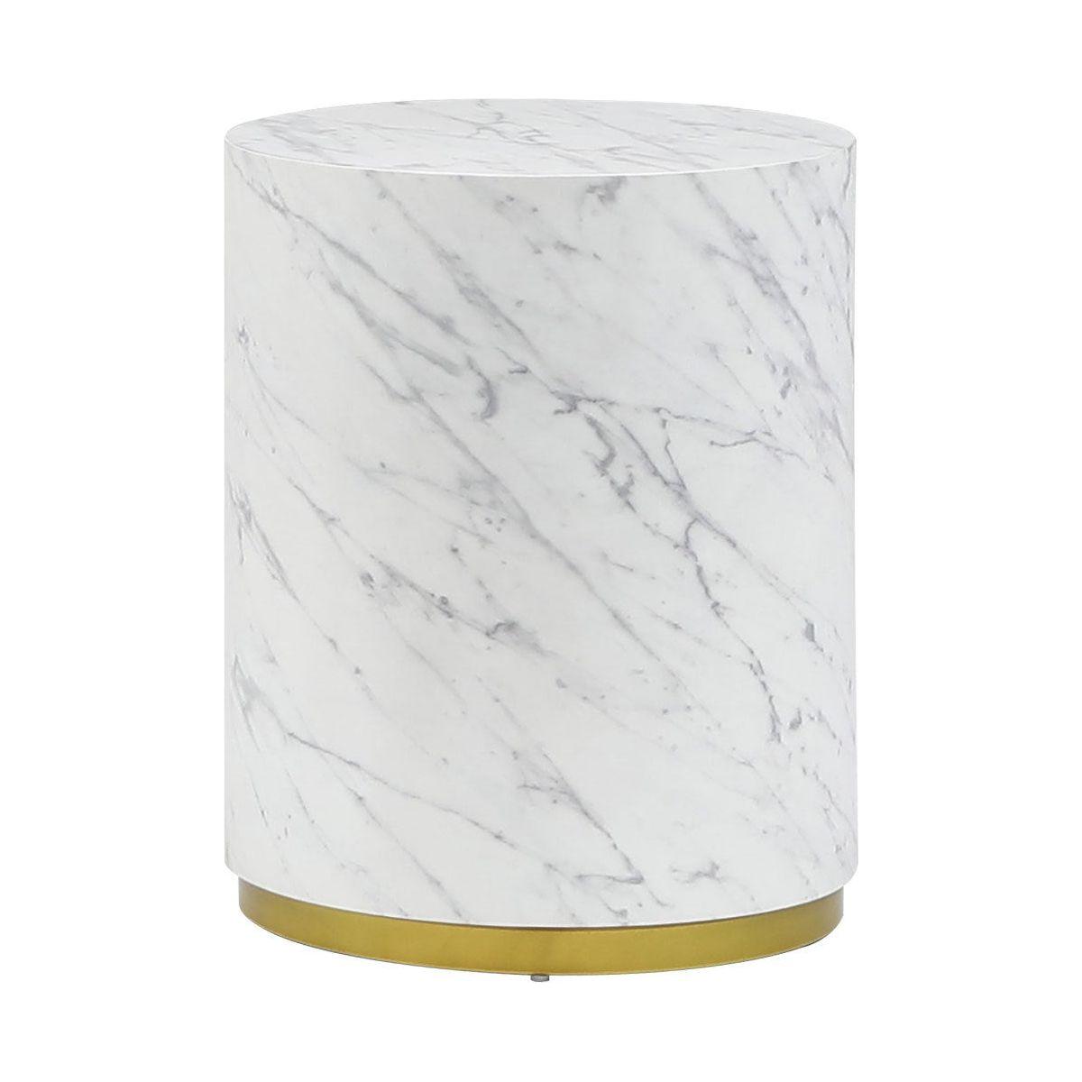 15.75inch Round Sidetable for Living Room Fully Assembled White