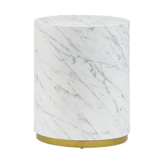 15.75inch Round Sidetable for Living Room Fully Assembled White