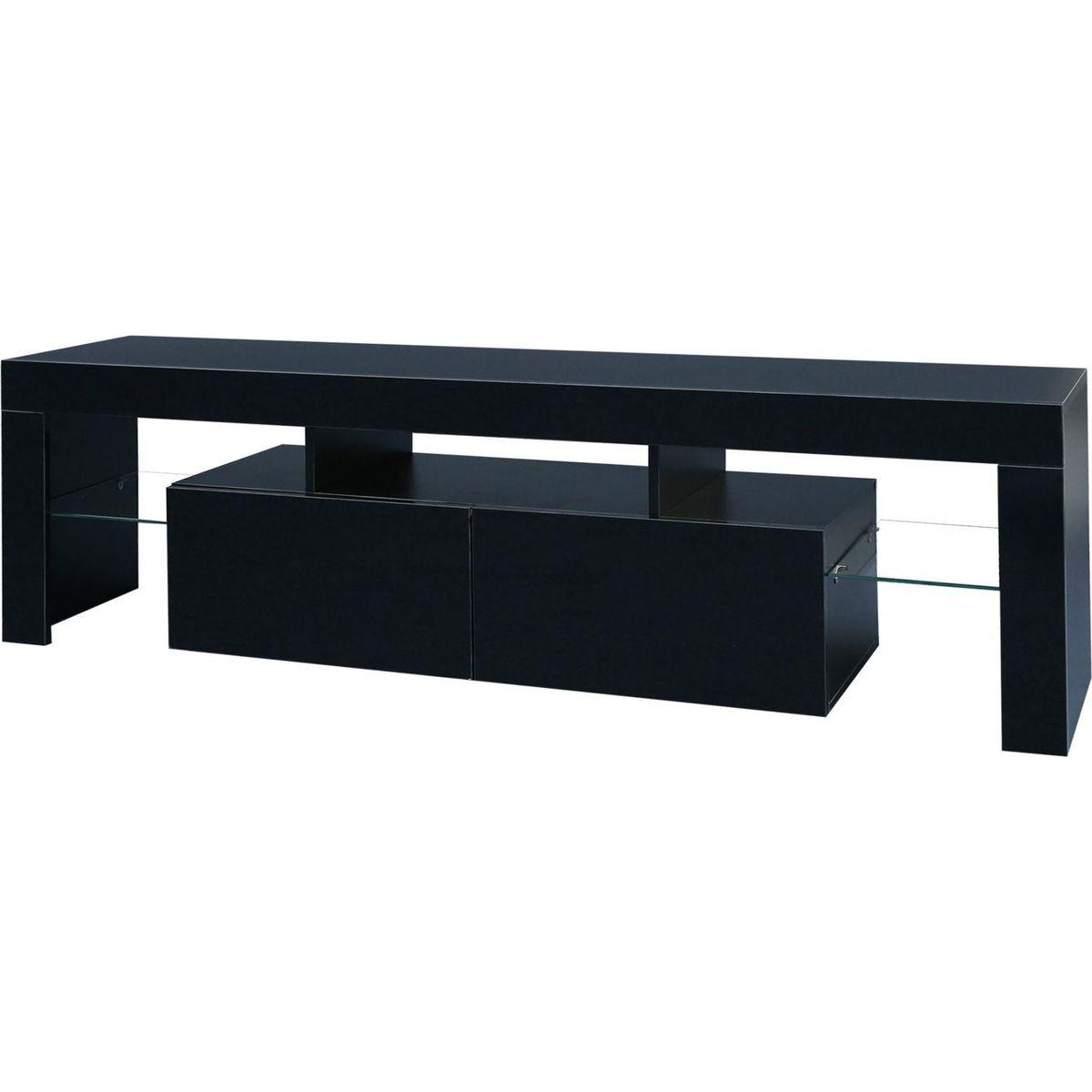 Modern Black TV Stand, 20 Colors LED TV Stand w/Remote Control Lights