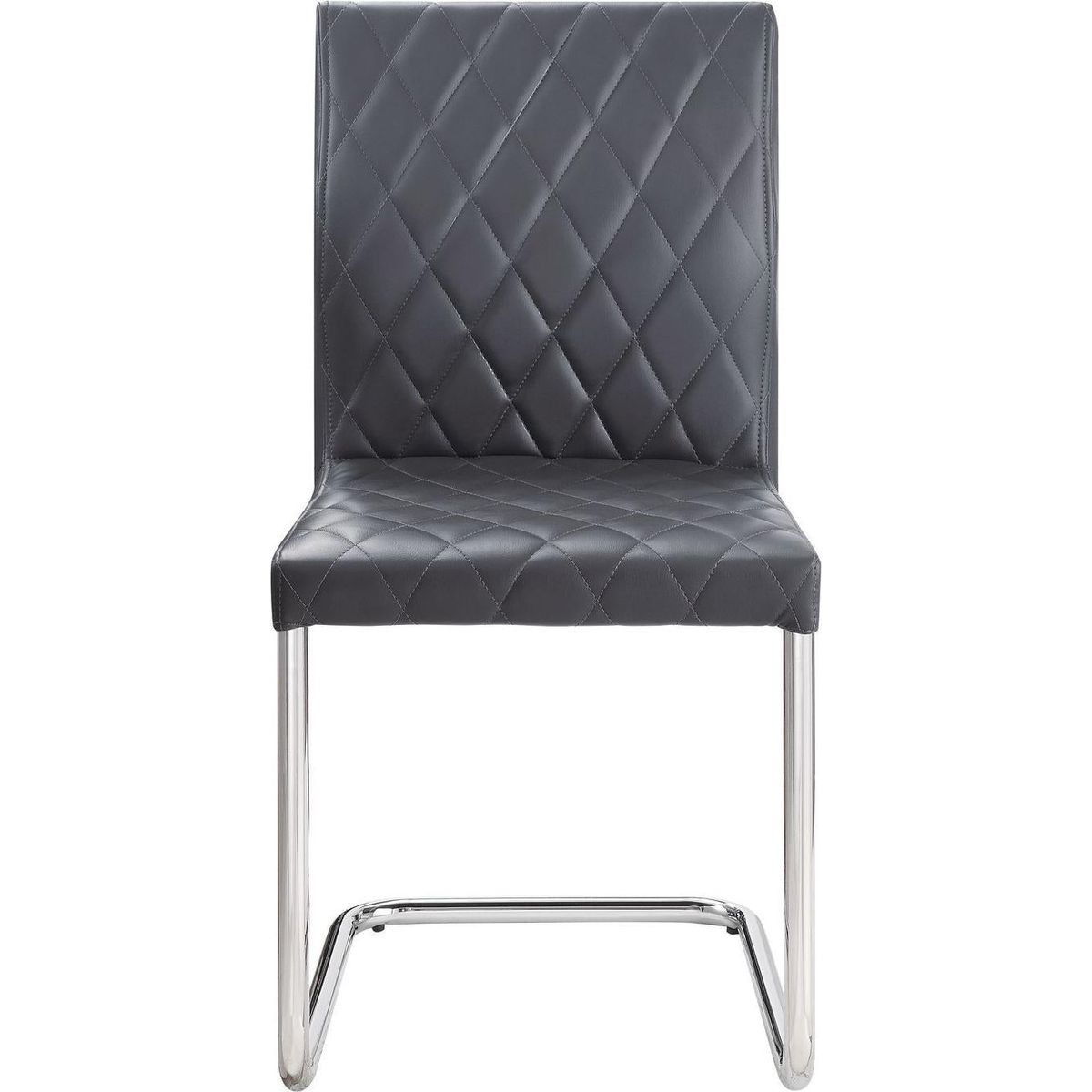 Ansonia Side Chair (Set-2), Gray PU & Chrome