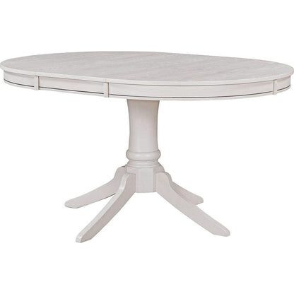 5-Piece Retro Functional Dining Table Set Wood Round Extendable Dining Table and 4 Upholstered Dining Chairs (Antique White) - Streamdale Furniture