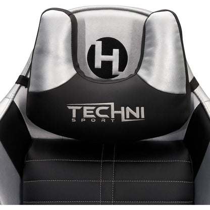 Techni Sport Ergonomic Racing Style Gaming Chair - Silver