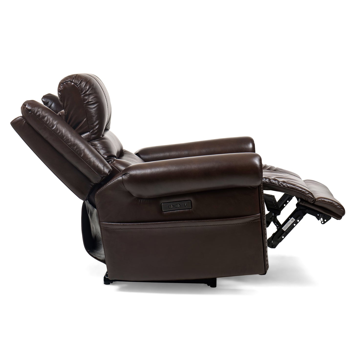 Lazell Leather with Nailhead Double Power Recliner - Power Heardrest - Typy C - USB -Side Pocket Storage bag - Top Grain