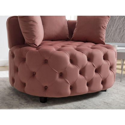 Accent Chair / Classical Barrel Chair for living room / Modern Leisure Sofa Chair (Pink)