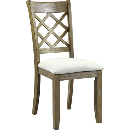 Karsen SIDE CHAIR (SET-2) Beige Linen & Rustic Oak Finish